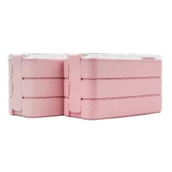 Budget 💯 Boutique Baby Designs Twin Pack Bento Box 3 Tiered Lunch Box Pink ⌛