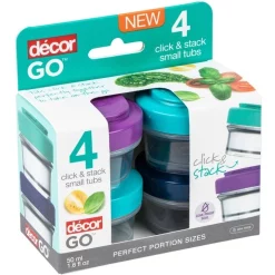Best Pirce 👏 Decor Go Snack Tub Small Round 4 Pack 50ml Assorted 🔔