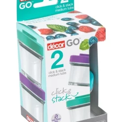 Promo 🔥 Decor Go Snack Tub Medium Round 2 Pack 150ml Assorted 🎁