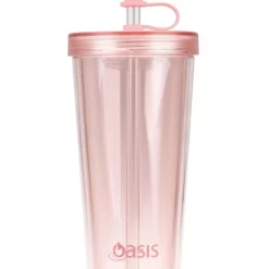 Wholesale π Oasis Double Wall Smoothie Tumbler With Straw 520ml In Strawberry π§¨